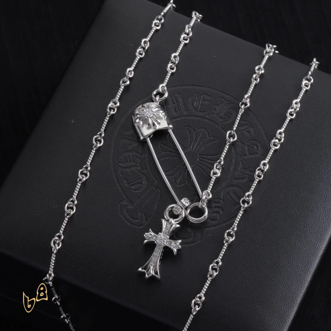 CH Pin & Cross Pendant Necklace - CH0041