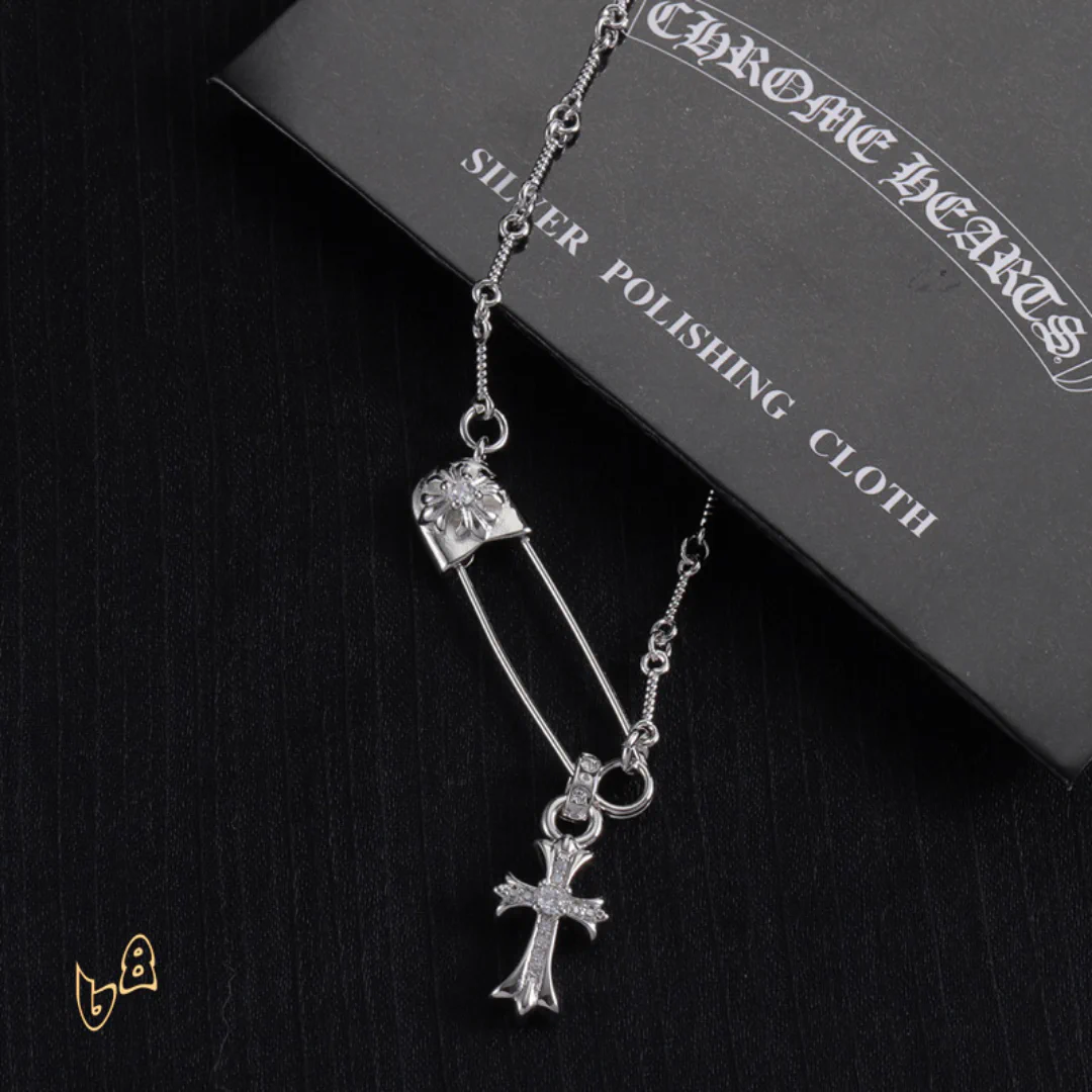 CH Pin & Cross Pendant Necklace - CH0041 - Image 6