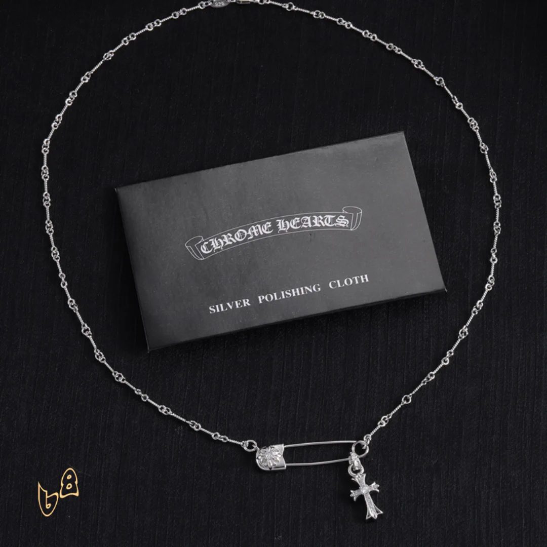 CH Pin & Cross Pendant Necklace - CH0041 - Image 5