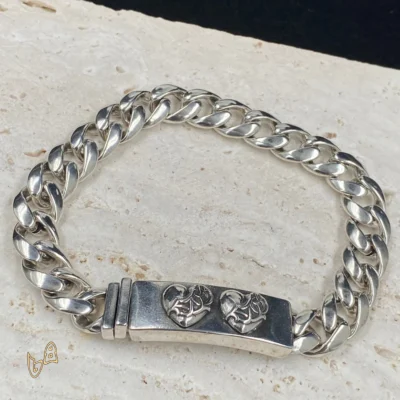 CH Fancy Link Curb Chain Bracelet  - CH0052 - Silver 1