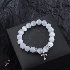 Alternative view of CH White Tiger Eye Stone Bracelet - CH0057