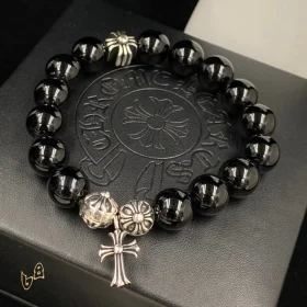 CH Black Beaded Cross Bracelet - CH0063