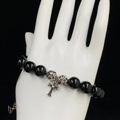 Alternative view of CH Black Beaded Cross Bracelet - CH0063