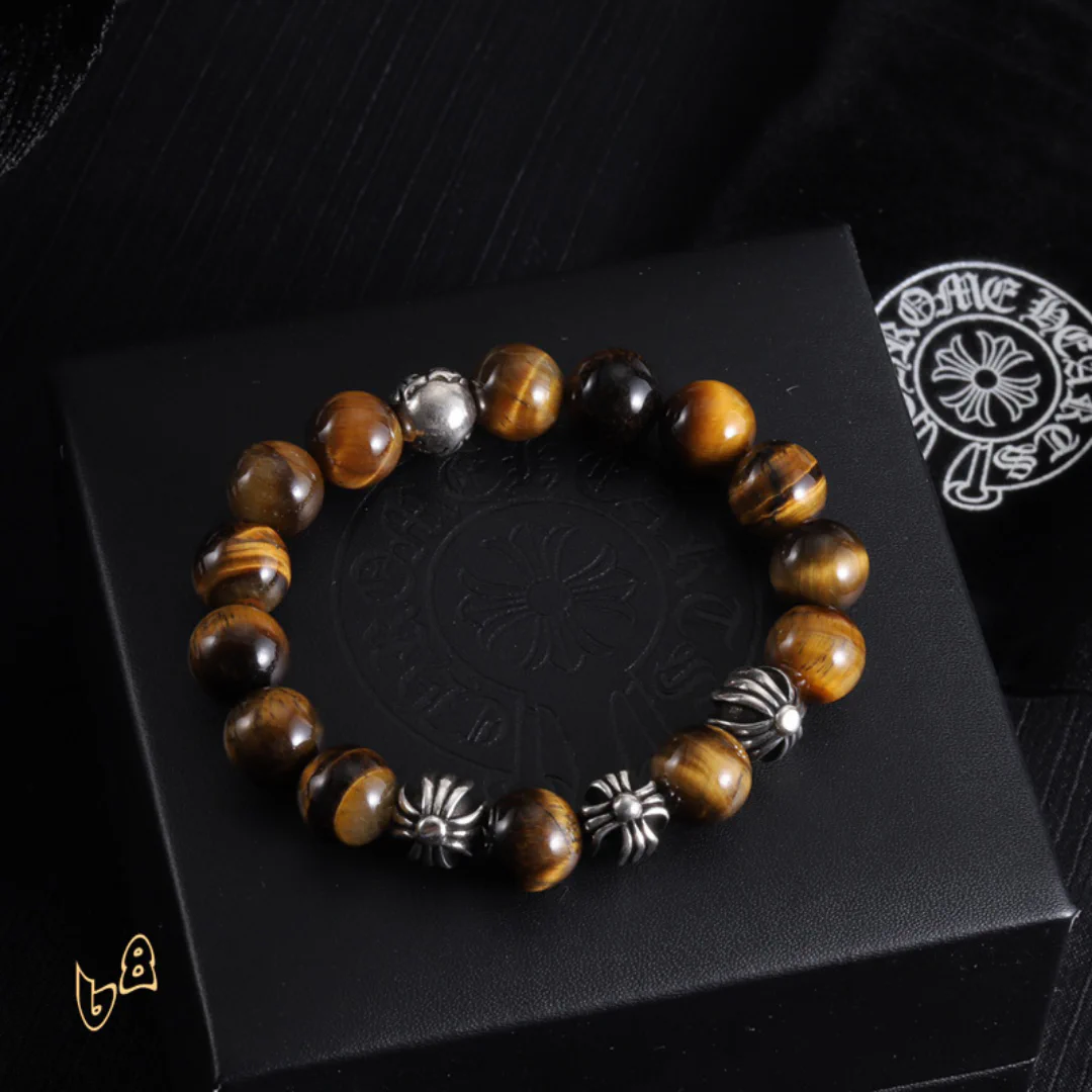 CH Brown Beaded Cross Bracelet - CH0064 - Image 3