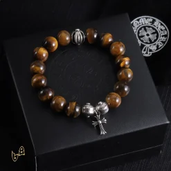 Alternative view of CH Brown Beaded Cross Bracelet - CH0064
