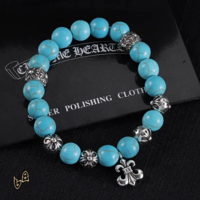 CH Beaded Cross Flower Bracelet - CH0071 - Blue