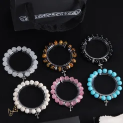 Alternative view of CH Beaded Cross Flower Bracelet - CH0074