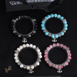 Alternative view of CH Cross Flower Ball Bracelet - CH0077