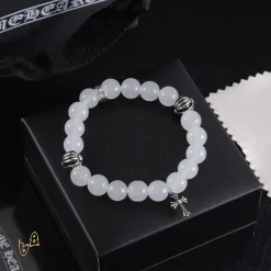 CH White Beaded Cross Bracelet - CH0078