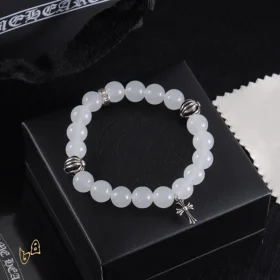 CH White Beaded Cross Bracelet - CH0078
