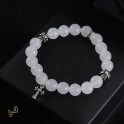 Alternative view of CH White Beaded Cross Bracelet - CH0078