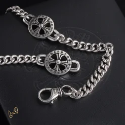 Alternative view of CH Cross Flower Chain Bracelet - CH0081