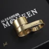 McQueen Double Logo-Engraved Antiqued Ring - MCQ0013