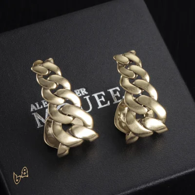McQueen Chain-Shaped Hoop Earrings - MCQ0021 - Gold
