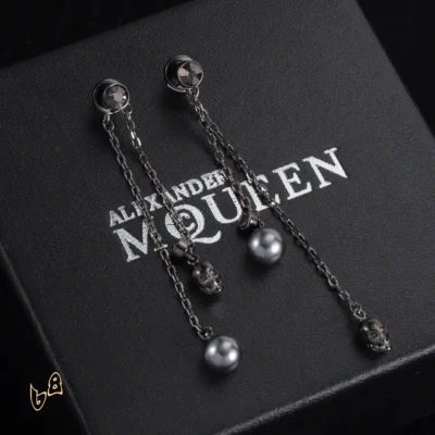 McQueen Silver Chain Skull Drop Earrings - MCQ0022 - Silver