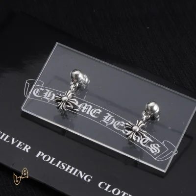 CH Cross Lip Tongue Earrings - CH0151 - Silver 1