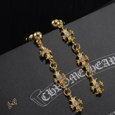 CH Cross Flower Charm Earrings - CH0159 - gold