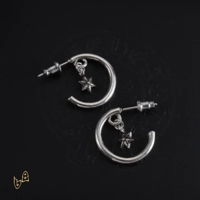 CH Cross Star Hoop Earrings - CH0160 - Silver 1