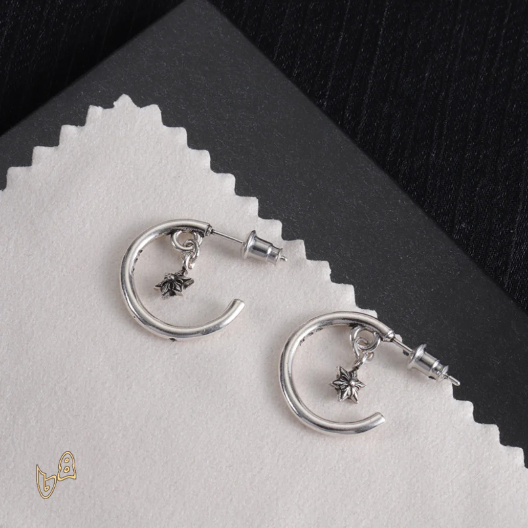CH Cross Star Hoop Earrings - CH0160 - Image 6