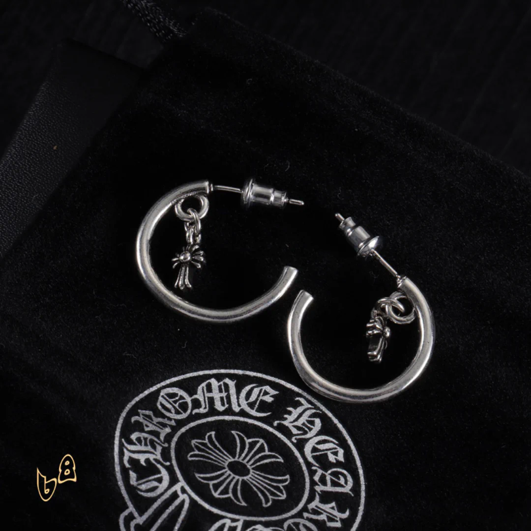 CH Cross Star Hoop Earrings - CH0160 - Image 3