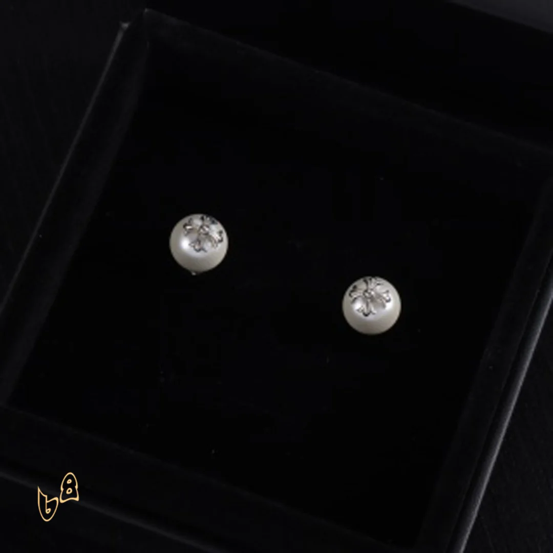 CH Cross Pearl Dangle Earrings - CH0168 - Image 6