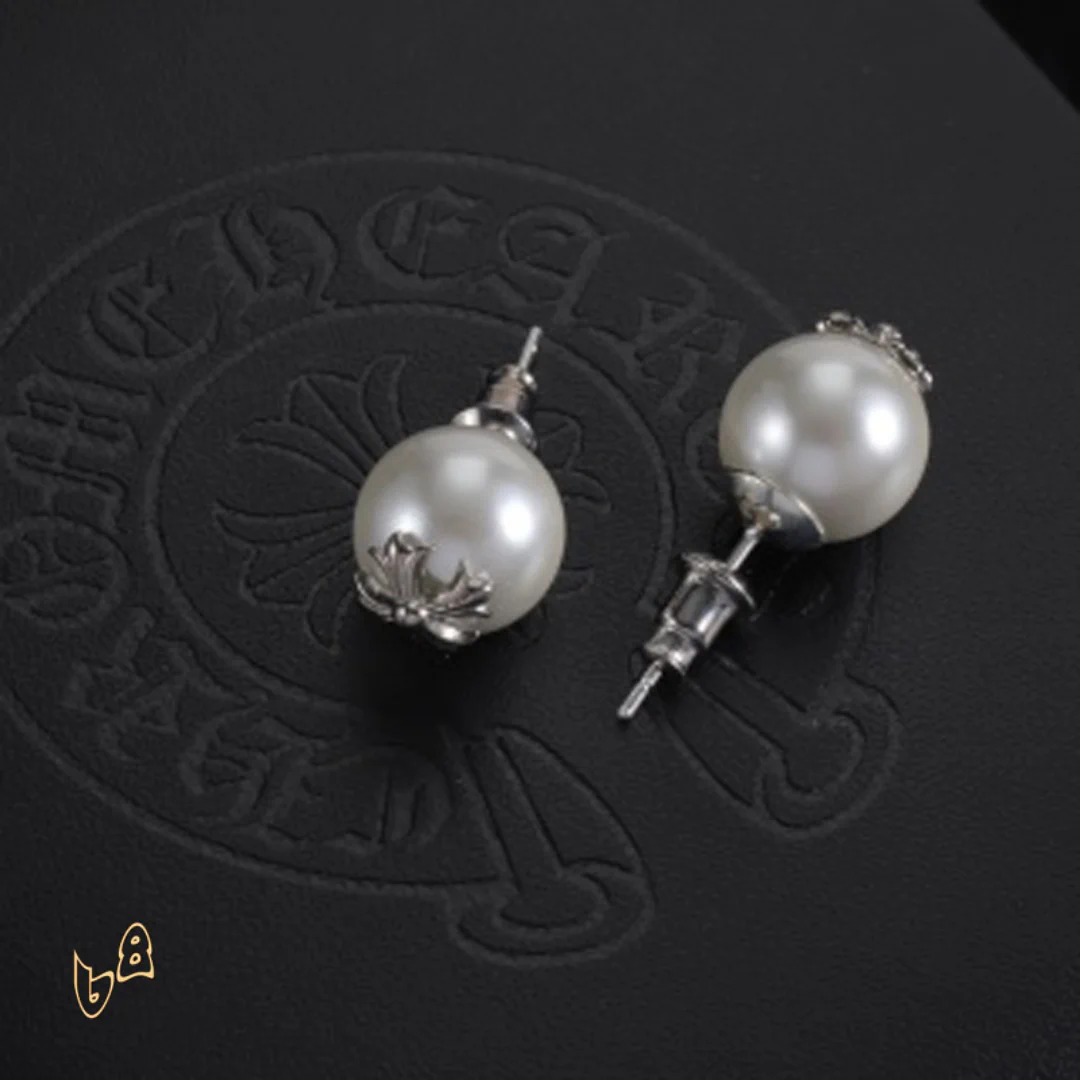 CH Cross Pearl Dangle Earrings - CH0168 - Image 5