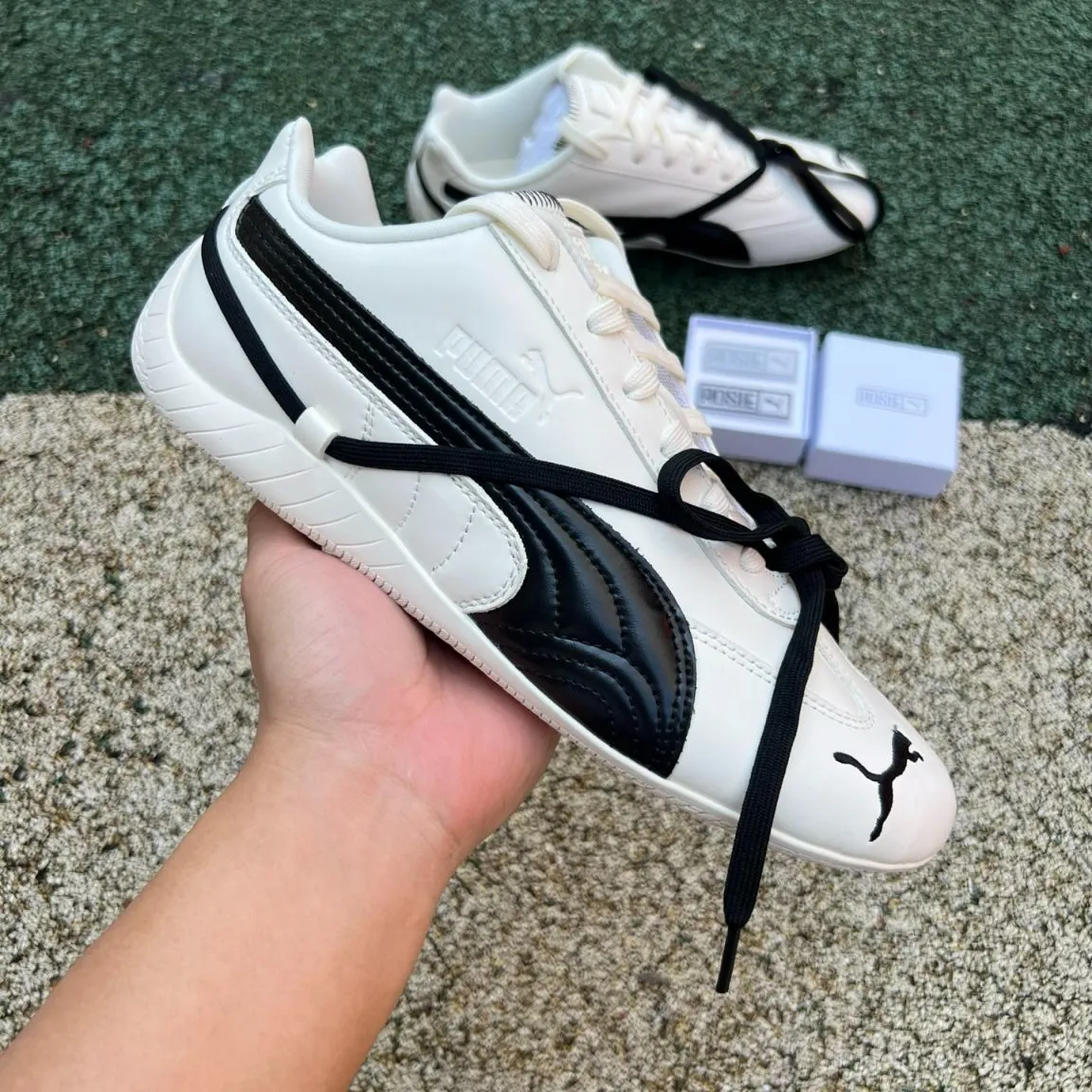 Rosé x PM Speedcat Premium Leather Warm White Shoes Sneakers - pm0000014 - Image 3