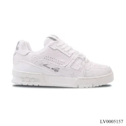 LV Trainer 54 Signature White Monogram Leather and Canvas Shoes Sneakers – LV0005157