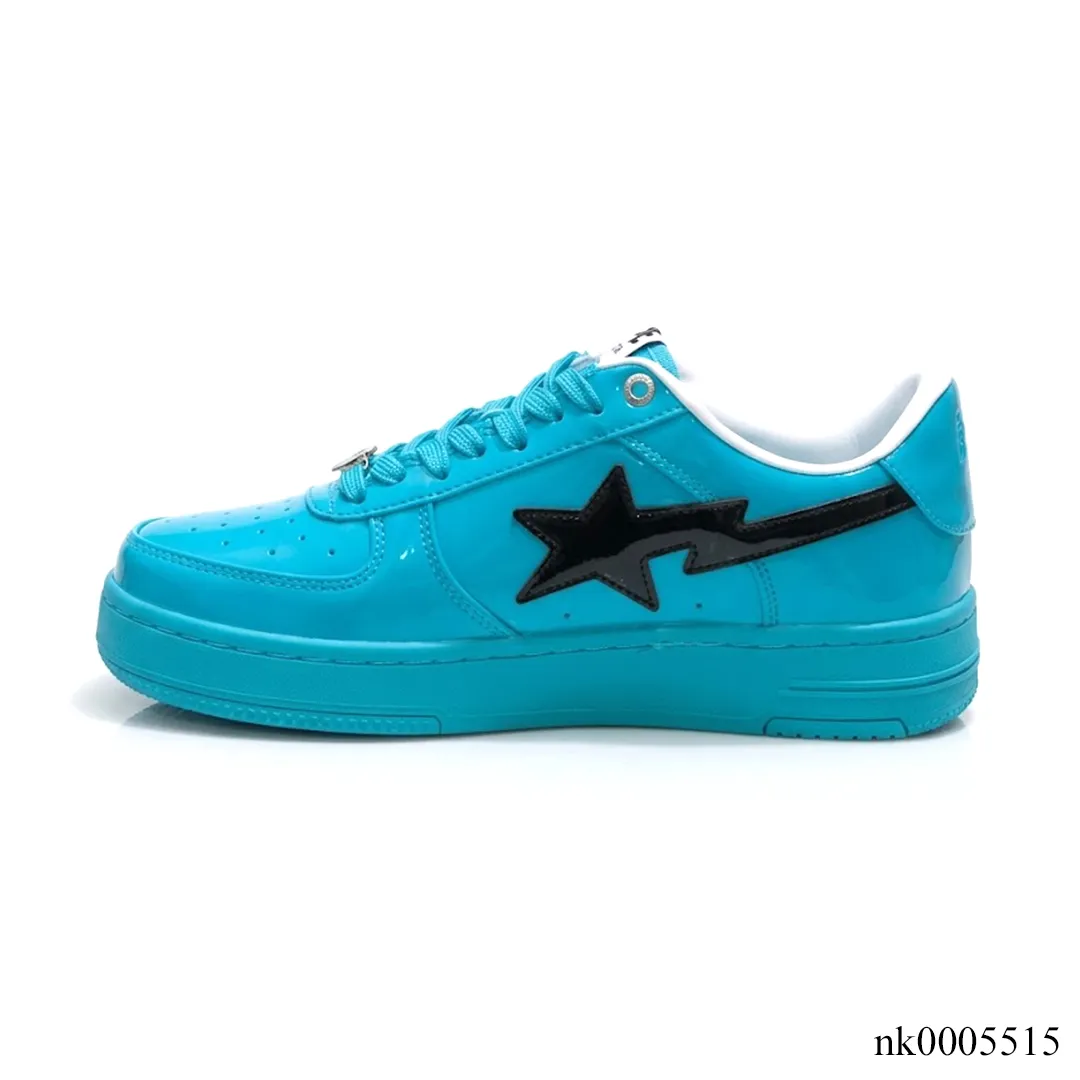 A Bathing Ape Bape Sta #1 Turquoise Blue Black Patent Leather Shoes Sneakers - nk0005515 - Image 2