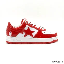 A Bathing Ape Bape Sta Patent Leather White Red (2023) Shoes Sneakers - nk0005516